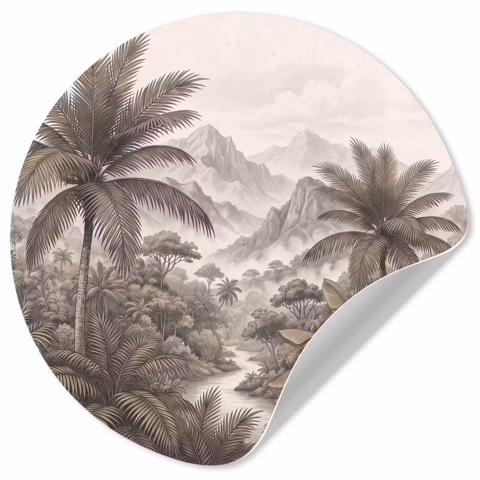 Behangcirkel - Natuur - Bergen - Rivier - Tropisch - Vintage — 1