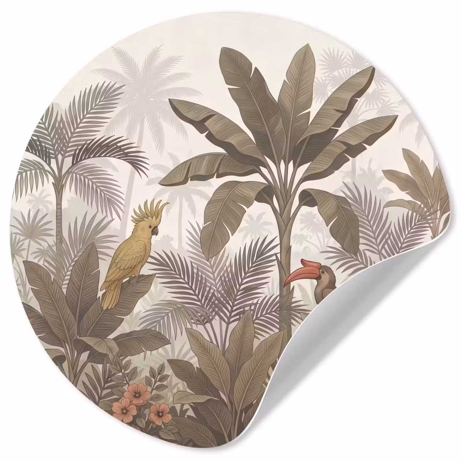 Behangcirkel - Vogel - Jungle - Tropisch - Illustratie - Groen — 1