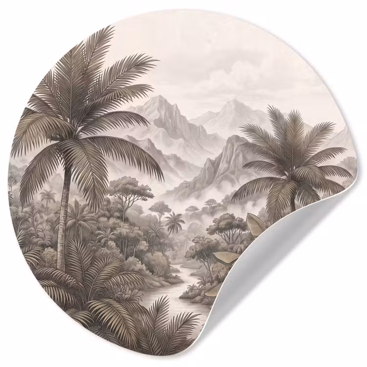 Behangcirkel - Natuur - Bergen - Rivier - Tropisch - Vintage — 1