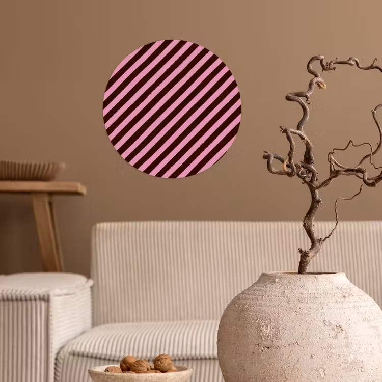 Behangcirkel - Strepen - Roze - Bruin — 2