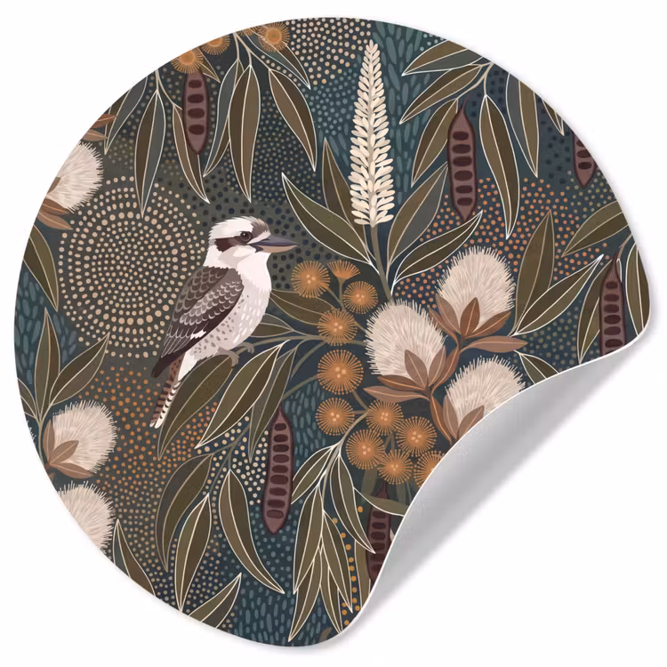 Behangcirkel - Vogel - Bladeren - Natuur - Illustratie - Groen — 1
