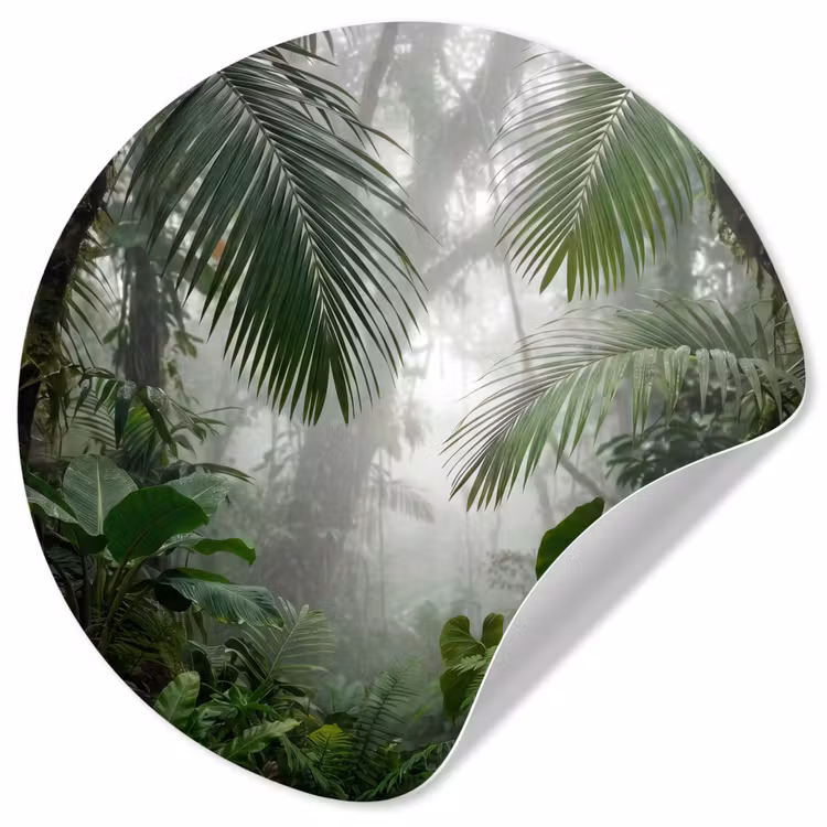 Behangcirkel - Natuur - Jungle - Mist - Tropisch - Groen — 1