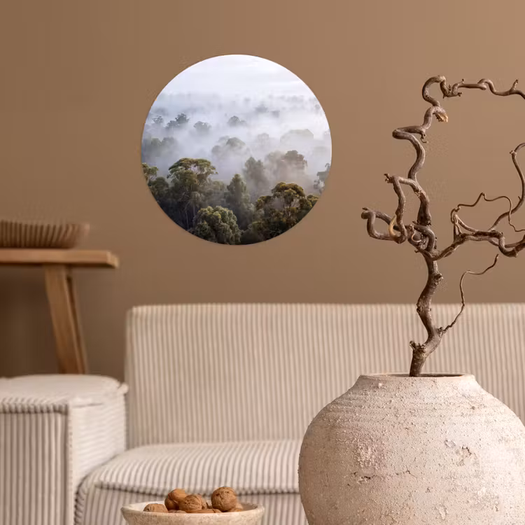 Behangcirkel - Natuur - Mist - Bos - Ochtend - Goud — 2