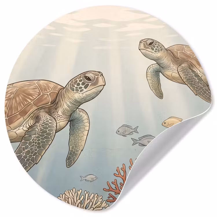 Behangcirkel - Schildpad - Onderwater - Natuur - Illustratie — 1
