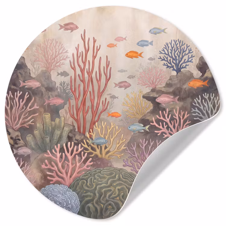 Behangcirkel - Vis - Koraalrif - Onderwaterwereld - Illustratie — 1