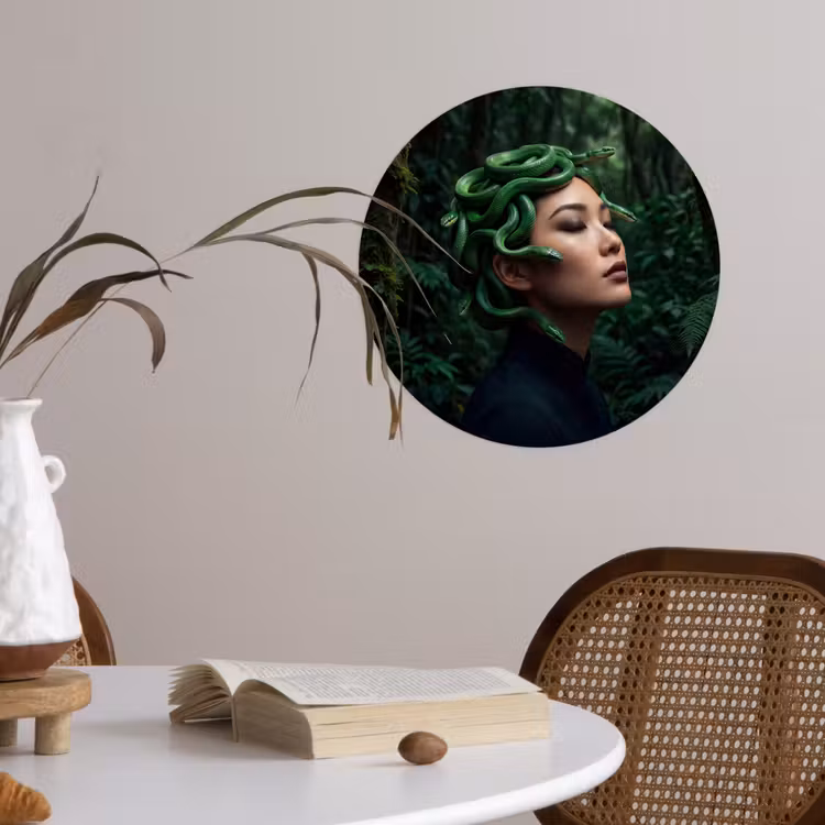 Behangcirkel - Vrouw - Slang - Natuur - Mystiek - Groen — 4
