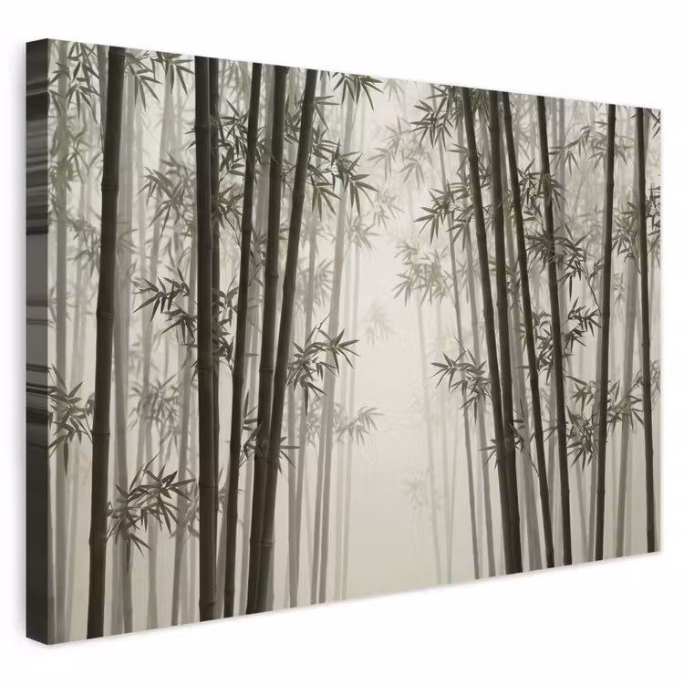 Buiten canvas - Bamboe - Bos - Mist - Natuur — 1
