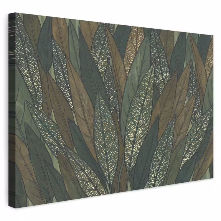 Buiten canvas - Bladeren - Patroon - Gestippeld - Natuur - Groen — 1