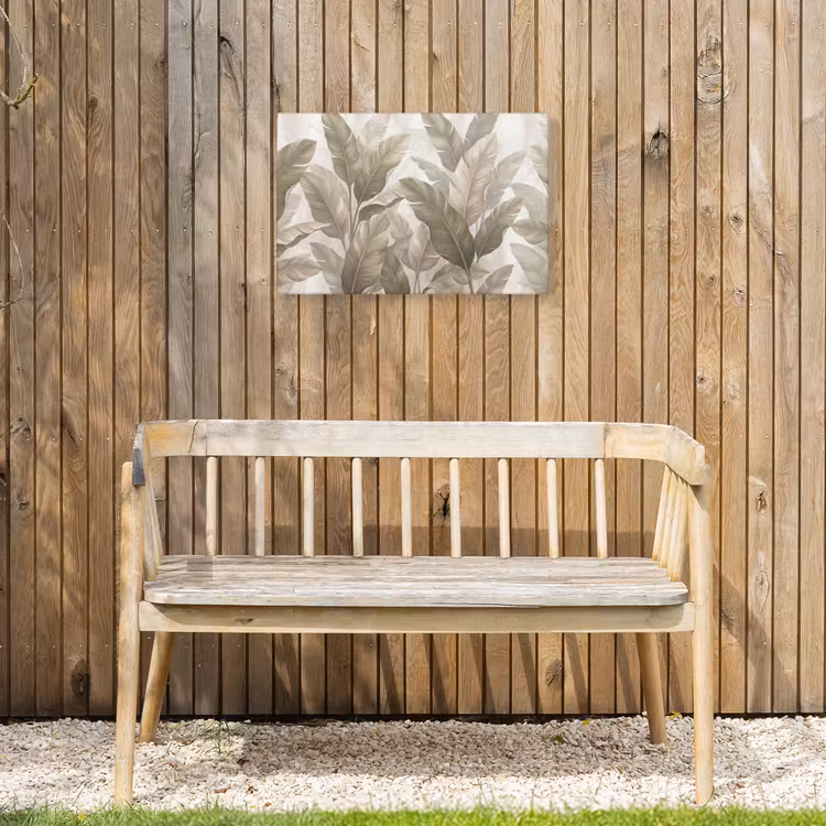 Buiten canvas - Bladeren - Tropisch - Natuur - Abstract - Beige — 3