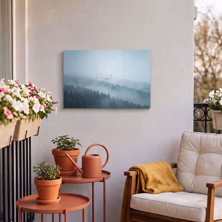 Buiten canvas - Bos - Mist - Vogels - Natuur - Groen — 4