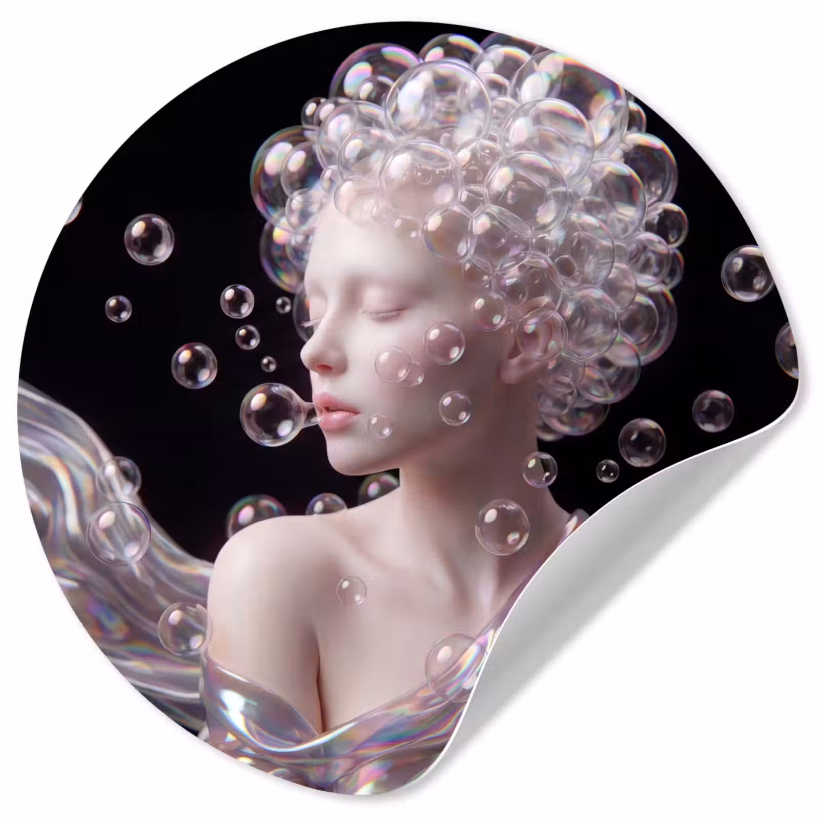 Behangcirkel - Vrouw - Bellen - Abstract - Kleurrijk — 1