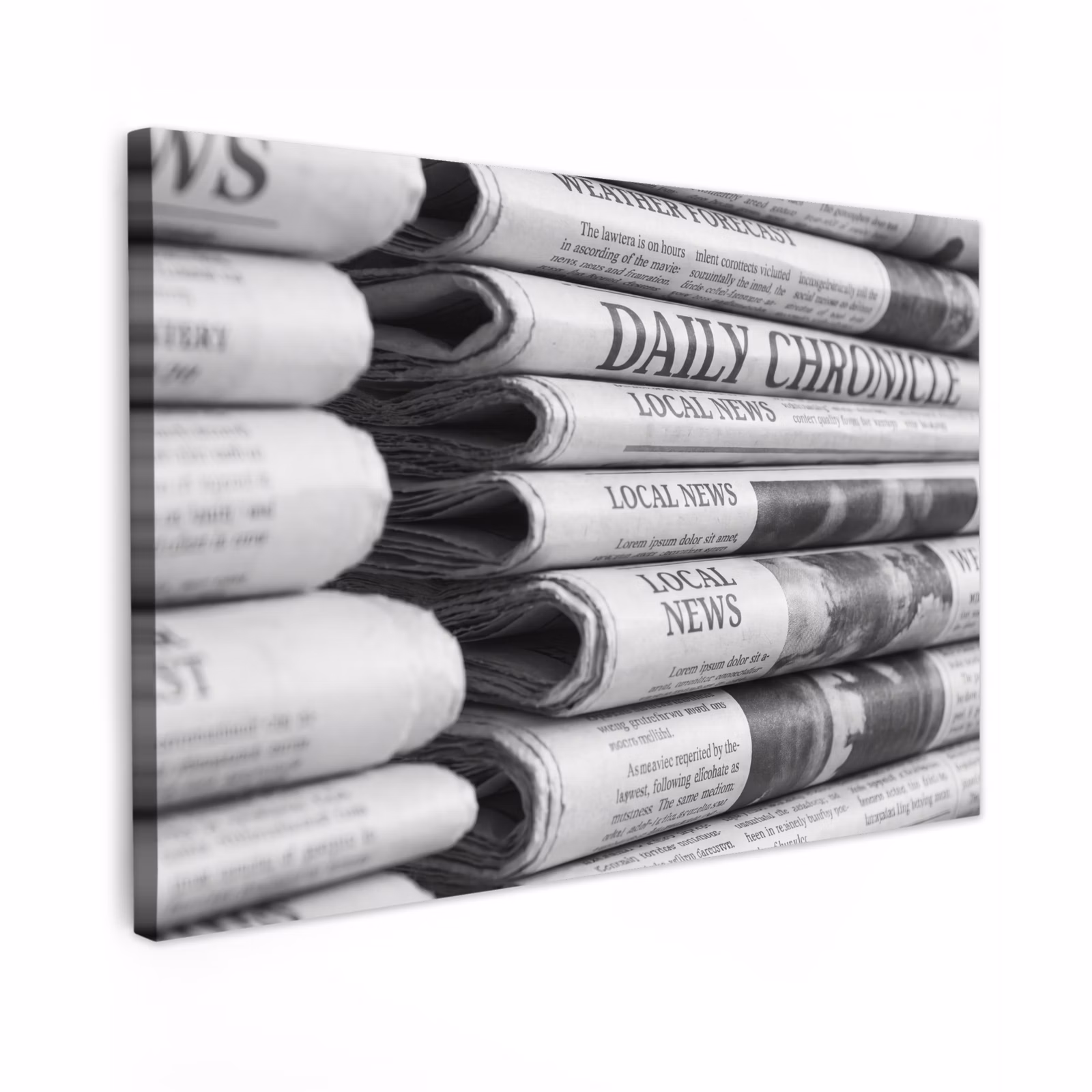 Buiten canvas - Krant - Stapel - Nieuws - Zwart-wit - Media — 1