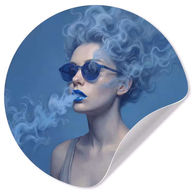 Behangcirkel - Portret - Zonnebril - Rook - Abstract - Blauw — 1
