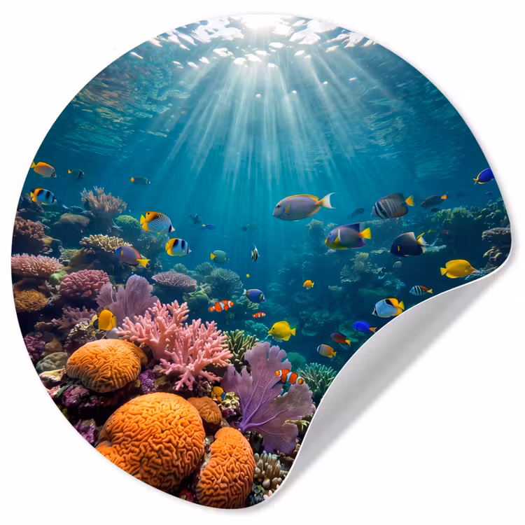 Behangcirkel - Vis - Koraal - Oceaan - Natuur - Kleurrijk — 1