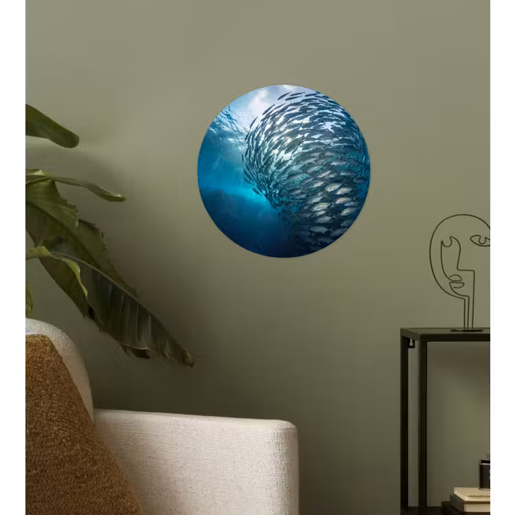 Behangcirkel - Vis - School - Oceaan - Natuur - Blauw — 3
