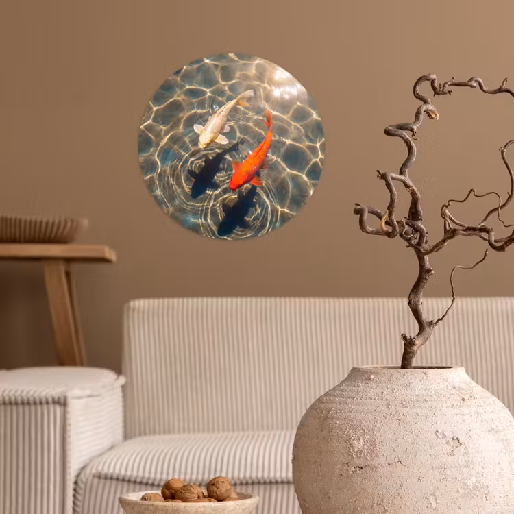 Behangcirkel - Vis - Water - Dieren - Oranje - Goud — 2