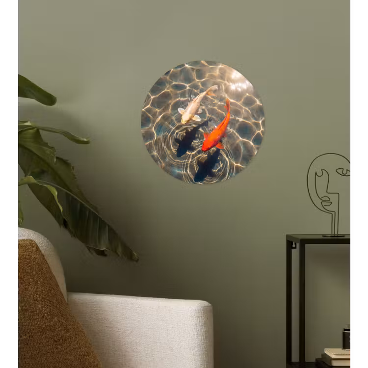Behangcirkel - Vis - Water - Dieren - Oranje - Goud — 3