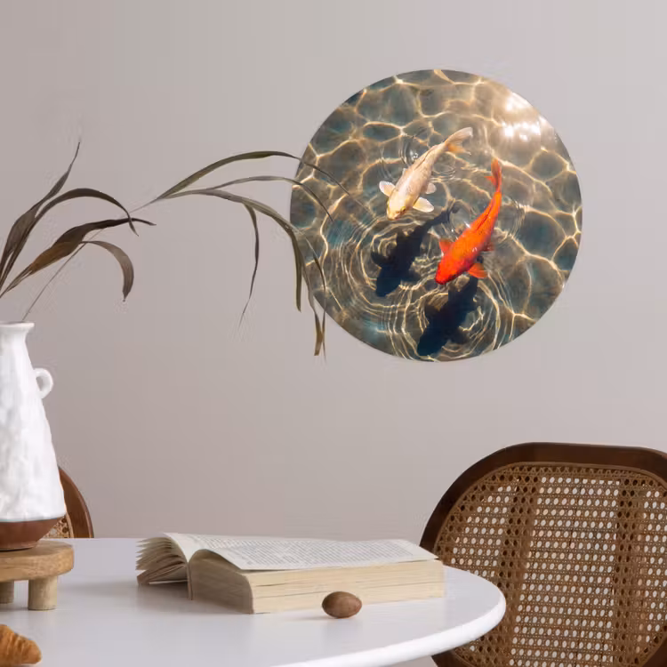 Behangcirkel - Vis - Water - Dieren - Oranje - Goud — 4