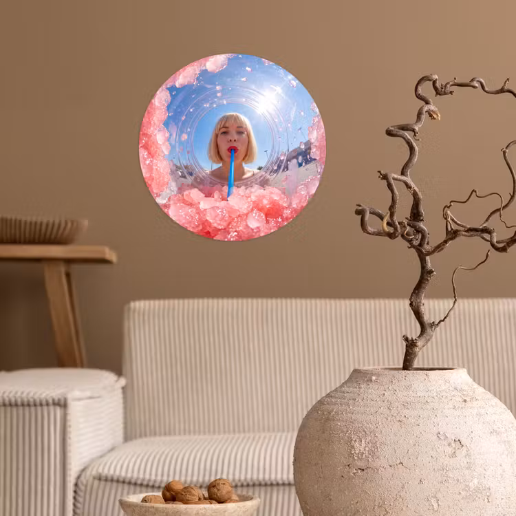 Behangcirkel - Vrouw - Drank - Zomer - Roze - Blauw — 2