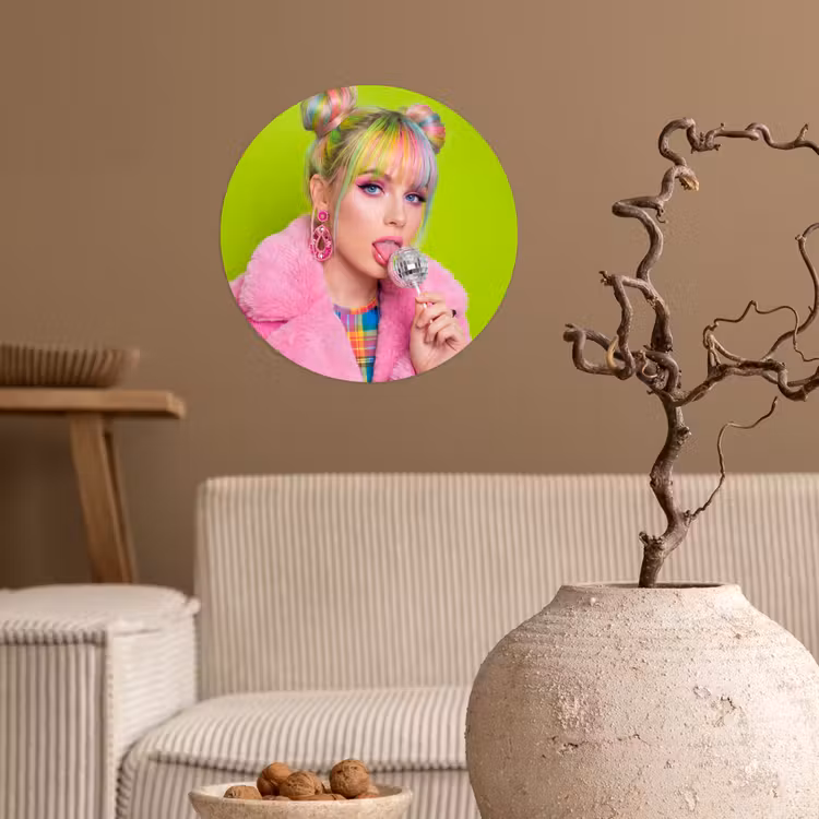 Behangcirkel - Vrouw - Kleurrijk haar - Pop art - Modern - Levendig — 2