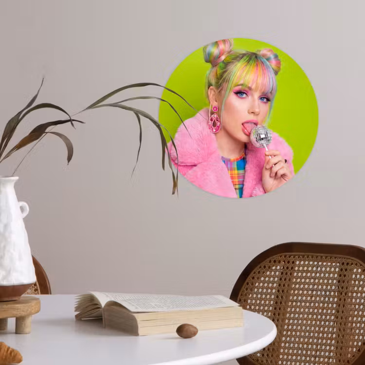 Behangcirkel - Vrouw - Kleurrijk haar - Pop art - Modern - Levendig — 4