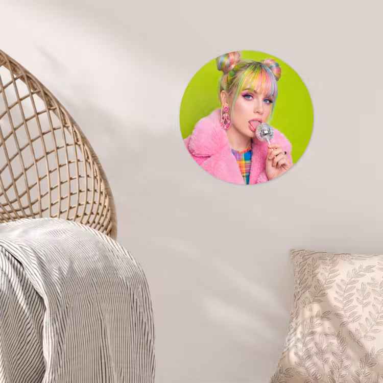 Behangcirkel - Vrouw - Kleurrijk haar - Pop art - Modern - Levendig — 5