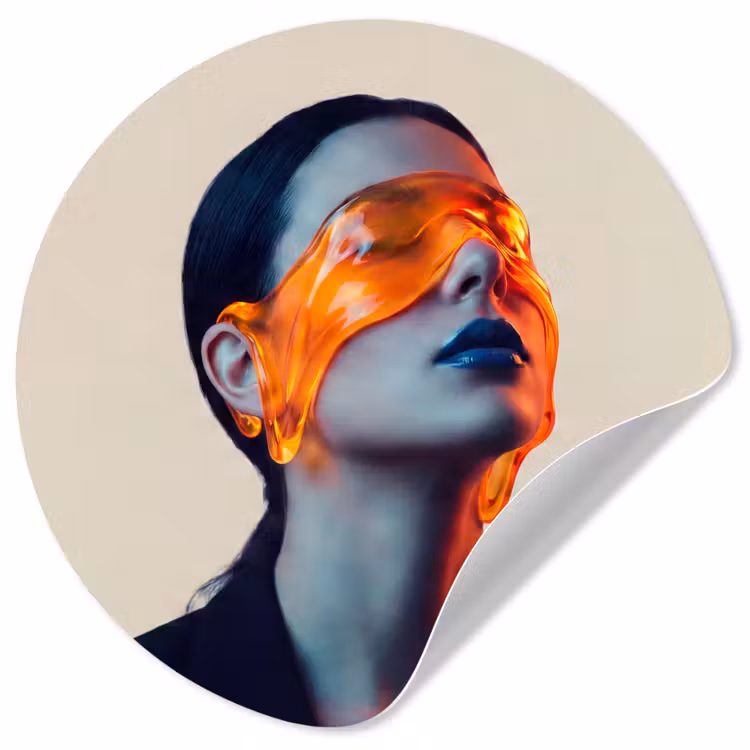 Behangcirkel - Vrouw - Oranje - Abstract - Modern - Kleurrijk — 1