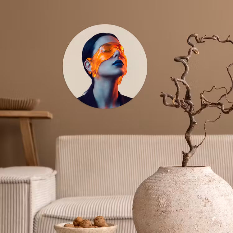 Behangcirkel - Vrouw - Oranje - Abstract - Modern - Kleurrijk — 2
