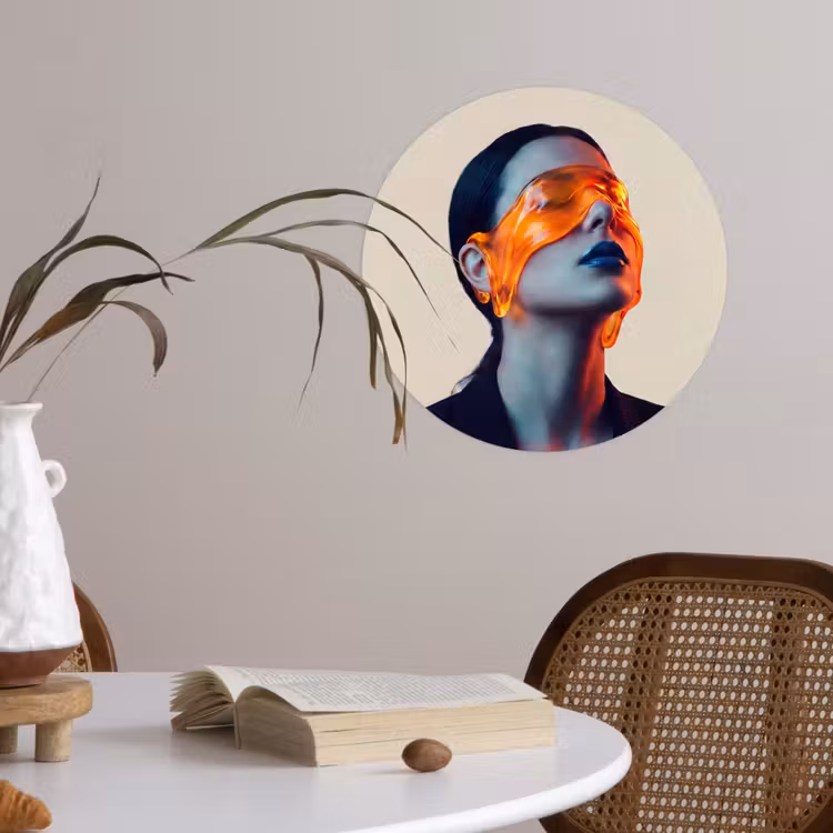 Behangcirkel - Vrouw - Oranje - Abstract - Modern - Kleurrijk — 4