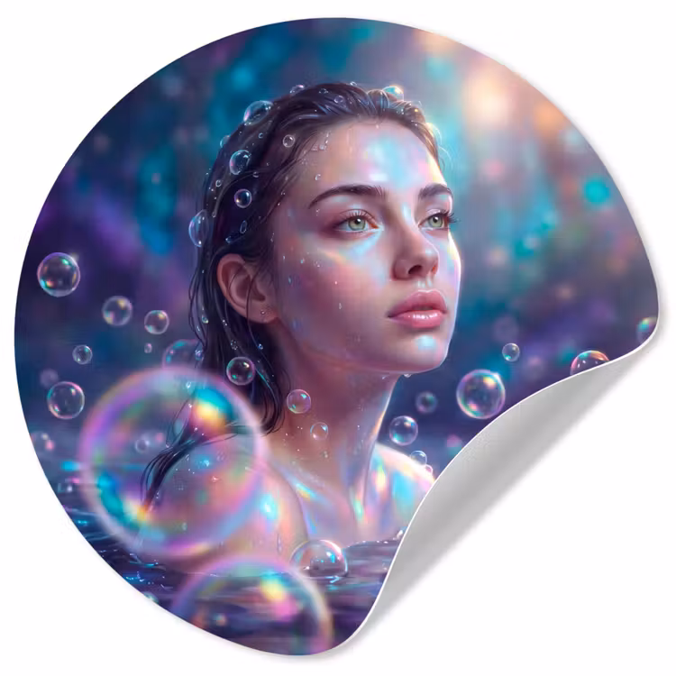 Behangcirkel - Vrouw - Water - Portret - Kleurrijk - Modern — 1