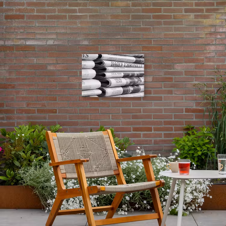 Buiten canvas - Krant - Stapel - Nieuws - Zwart-wit - Media — 2