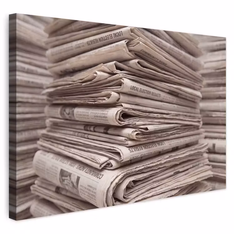 Buiten canvas - Kranten - Stapel - Nieuws - Vintage - Beige — 1