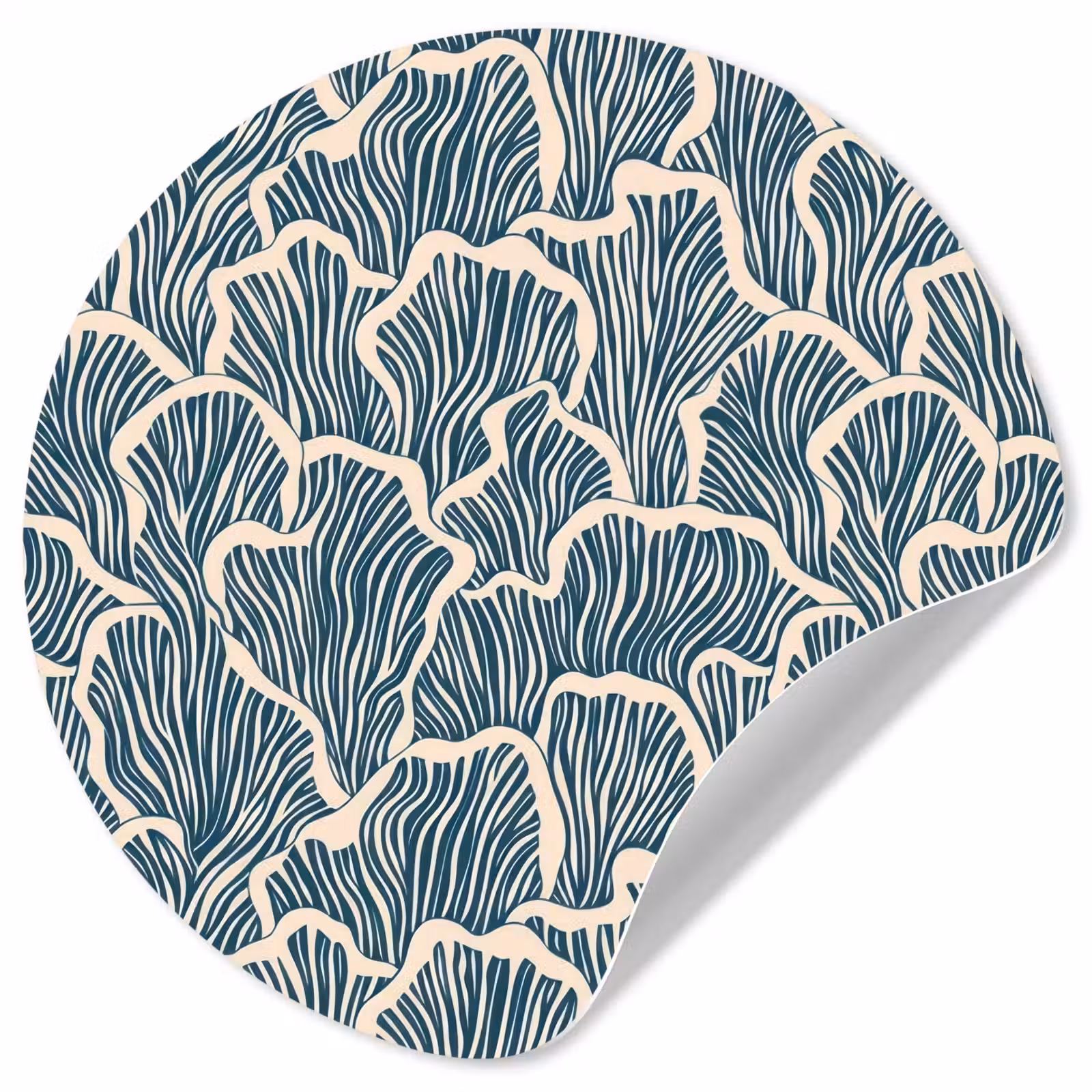 Behangcirkel - Organisch - Blauw - Crème - Schelpen — 1