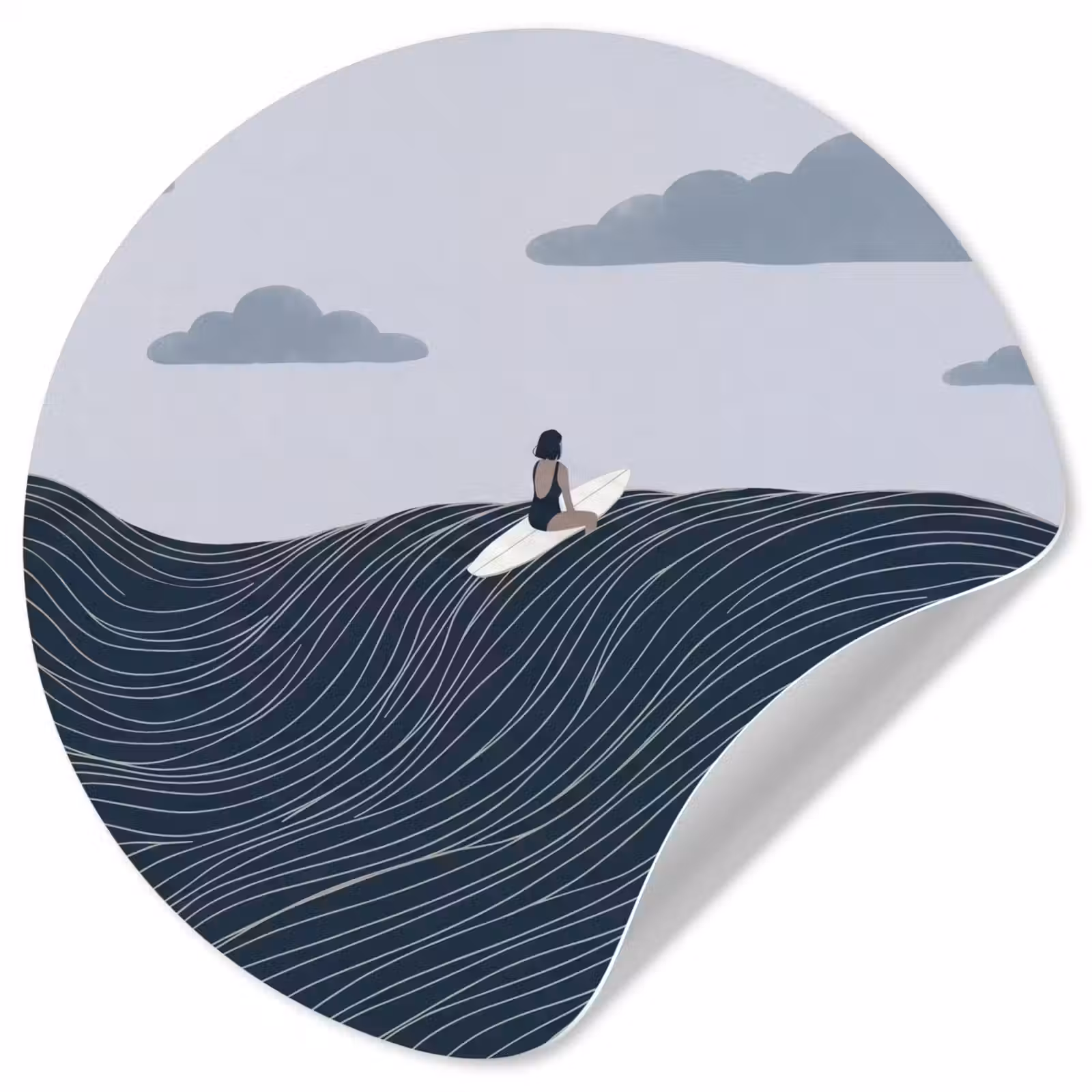 Behangcirkel - Persoon - Surfen - Oceaan - Natuur - Modern — 1