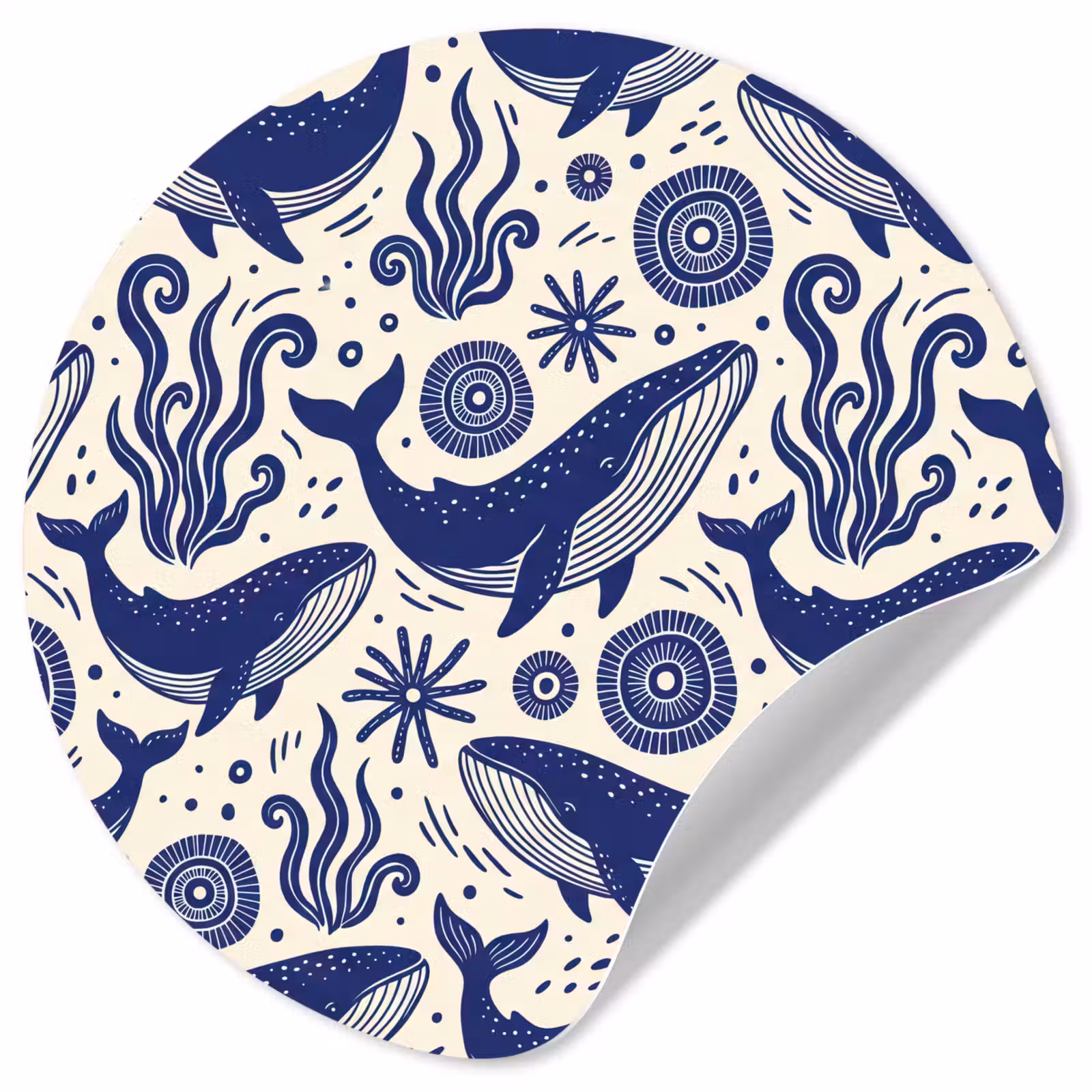 Behangcirkel - Walvis - Onderwater - Dieren - Abstract - Blauw — 1