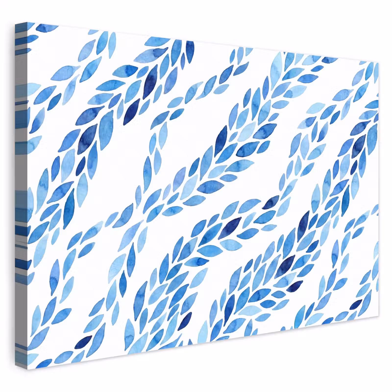 Buiten canvas - Bladeren - Aquarel - Patroon - Modern - Blauw — 1