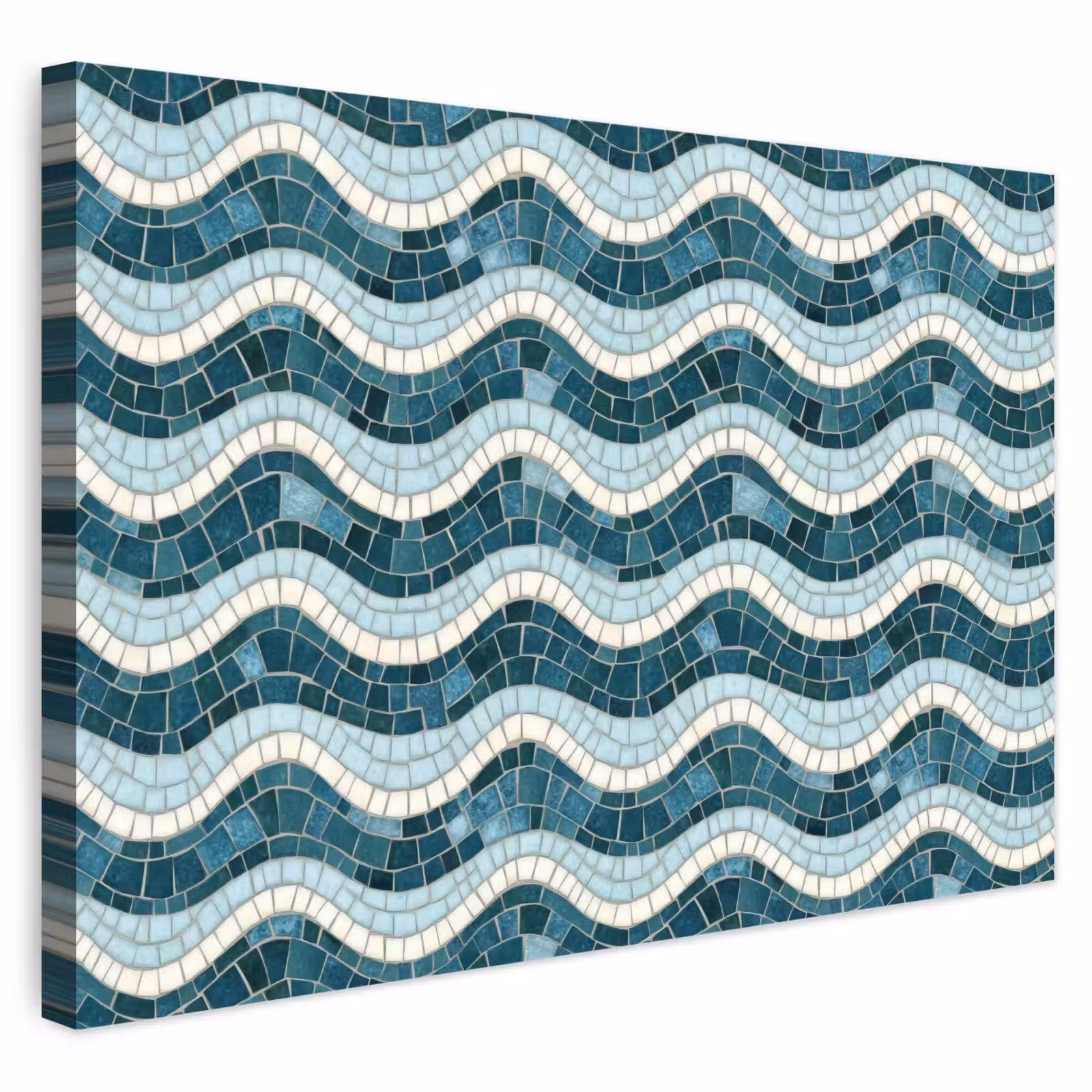 Buiten canvas - Blauw - Wit - Mozaïek - Golvend — 1