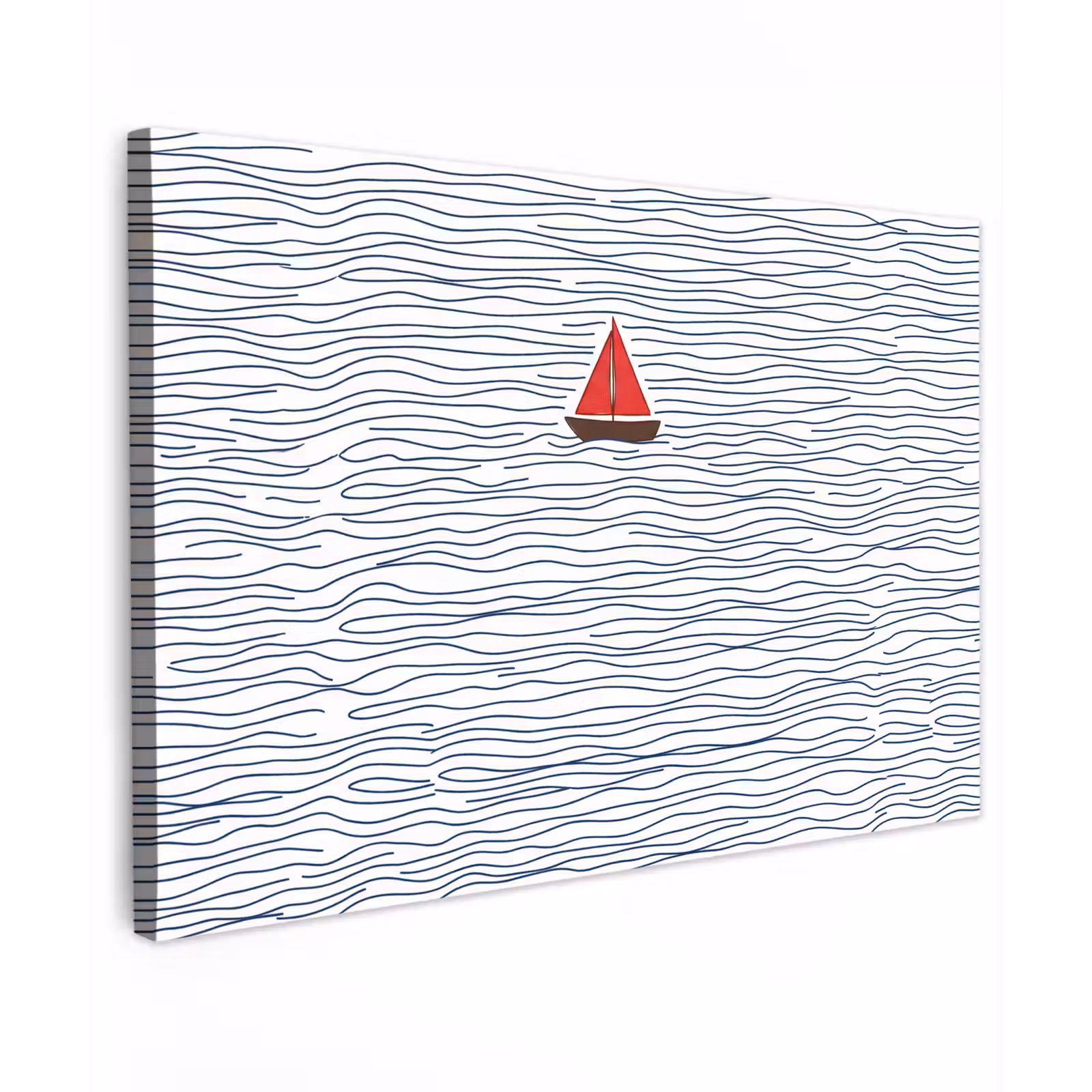 Buiten canvas - Boot - Water - Rood - Illustratie - Minimalistisch — 1