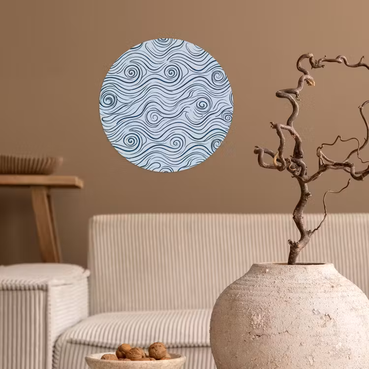 Behangcirkel - Patroon - Golven - Abstract - Modern - Blauw — 2