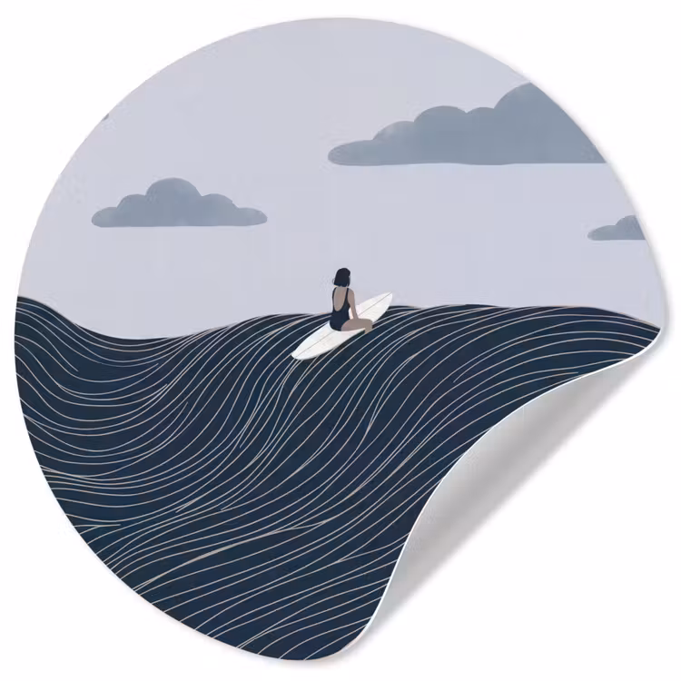 Behangcirkel - Persoon - Surfen - Oceaan - Natuur - Modern — 1