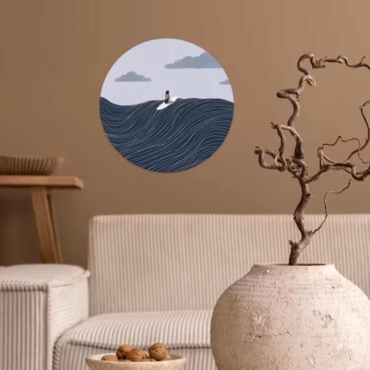 Behangcirkel - Persoon - Surfen - Oceaan - Natuur - Modern — 2