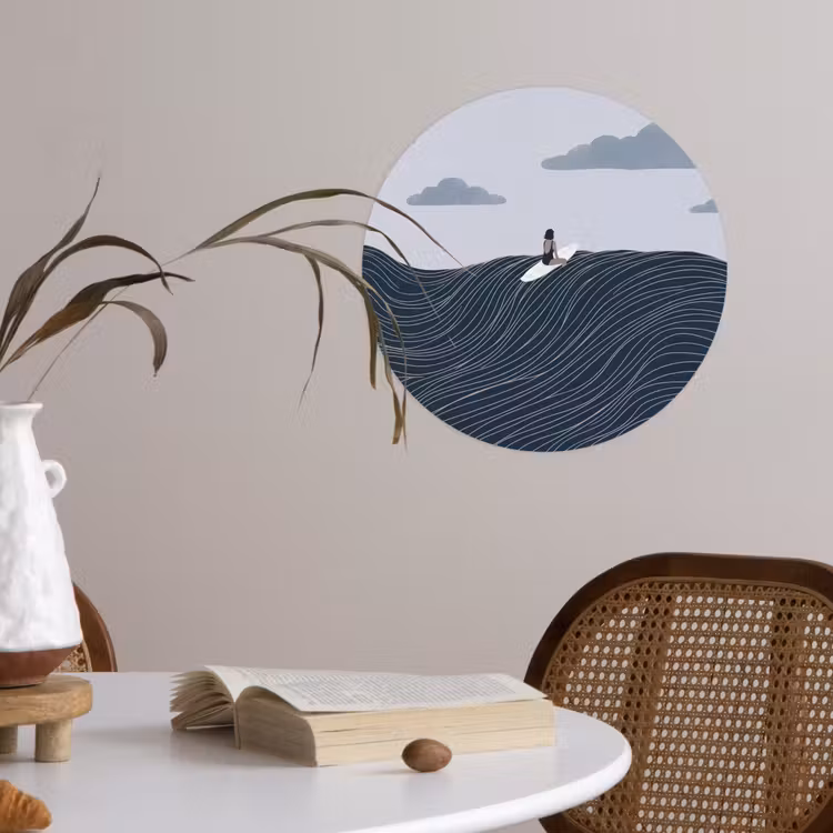 Behangcirkel - Persoon - Surfen - Oceaan - Natuur - Modern — 4