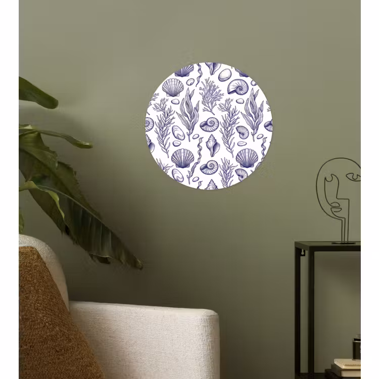 Behangcirkel - Schelpen - Zeewier - Oceaan - Illustratie - Blauw — 3
