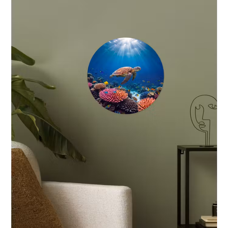 Behangcirkel - Schildpad - Koraalrif - Oceaan - Dieren - Blauw — 3