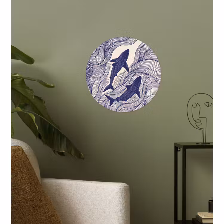 Behangcirkel - Vis - Oceaan - Lijntekening - Blauw - Dieren — 3