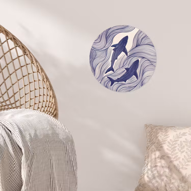 Behangcirkel - Vis - Oceaan - Lijntekening - Blauw - Dieren — 5
