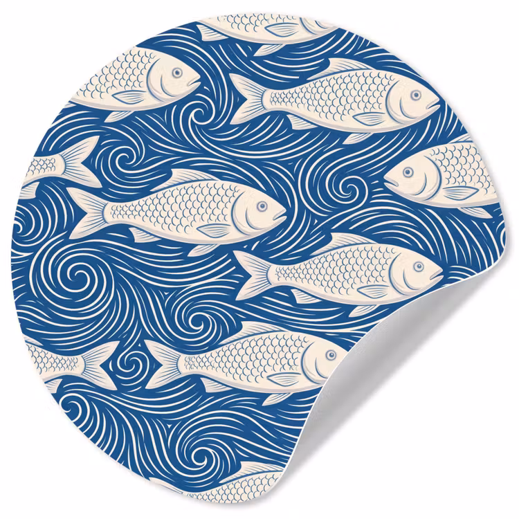 Behangcirkel - Vis - Water - Patroon - Grafisch - Blauw — 1