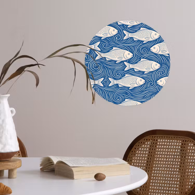 Behangcirkel - Vis - Water - Patroon - Grafisch - Blauw — 4