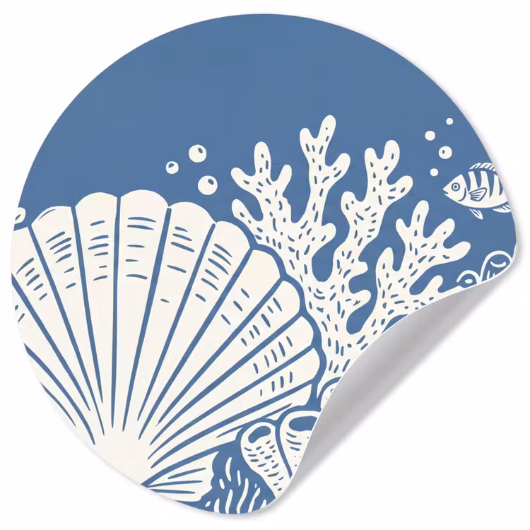 Behangcirkel - Zeeleven - Koraal - Schelp - Vis - Illustratie - Onderwater — 1