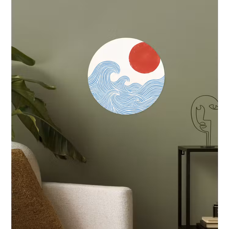 Behangcirkel - Zon - Golven - Oceaan - Abstract - Rood — 3